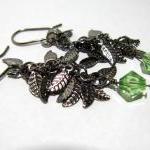 Gunmetal Leaf Earrings with..